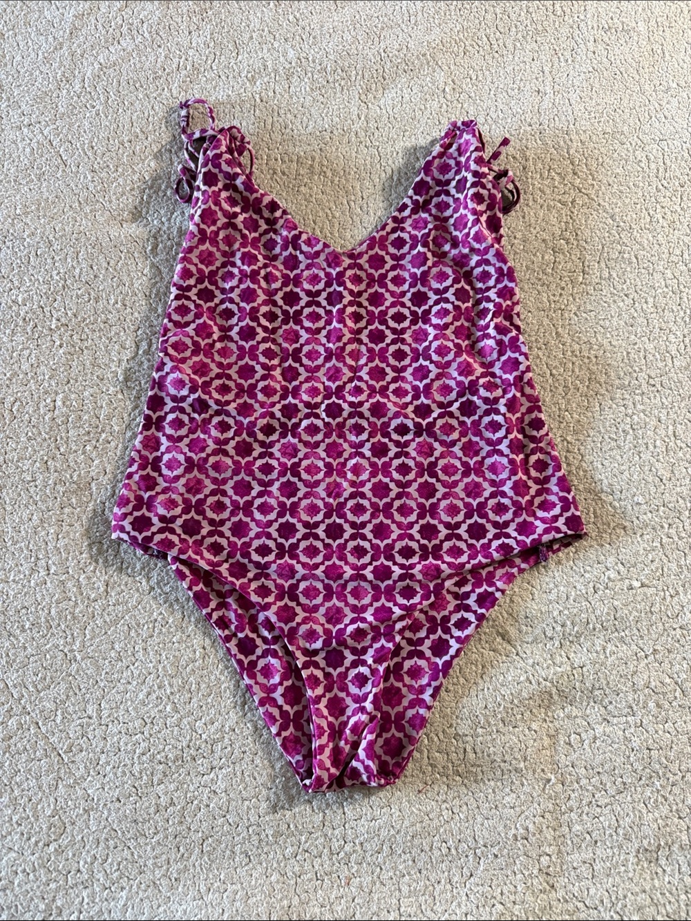 Tori Praver Pink & Purple Patterned One-Piece Swimsuit XL